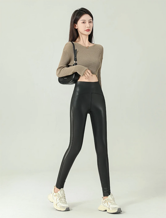 High-Grade Fleece PU Leather Leggings